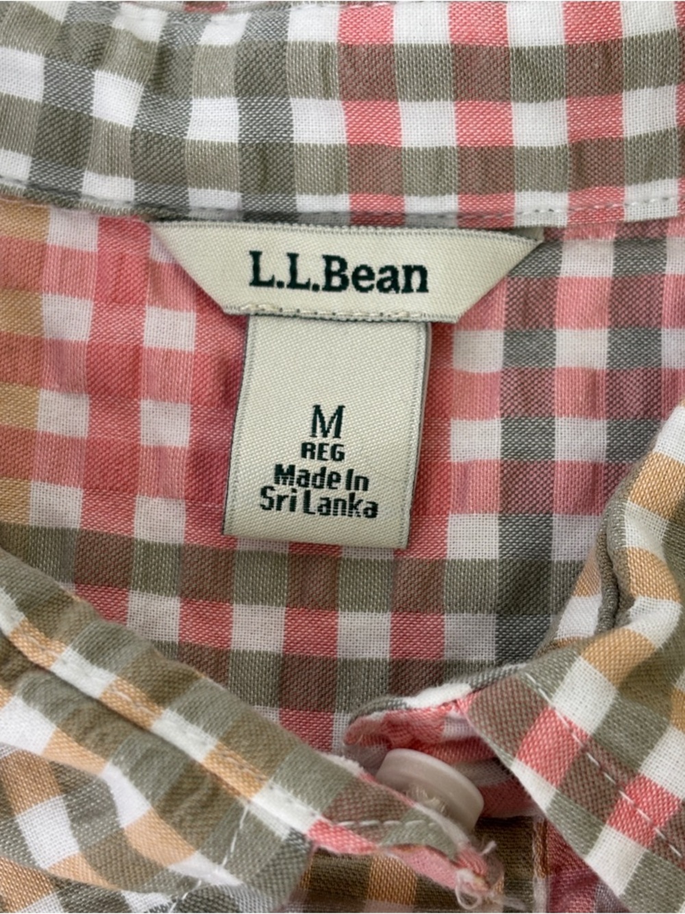 L.L. Bean Pastel Checked Half Button Seersucker Shirt - Picture 3 of 6